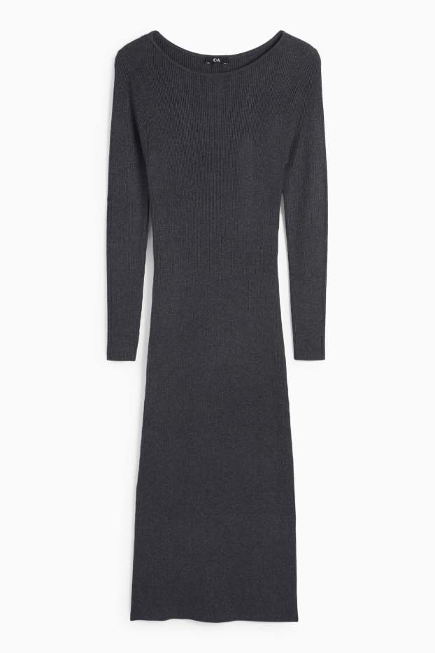 Femmes - Robe Bodycon - finition côtelée - gris foncé