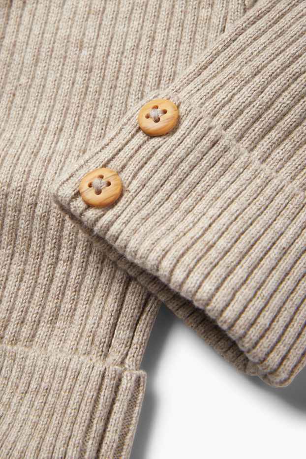 Baby: meisjes - Gebreide babylegging - geribd - beige