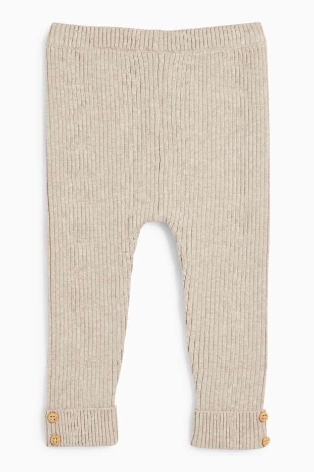 Baby: meisjes - Gebreide babylegging - geribd - beige