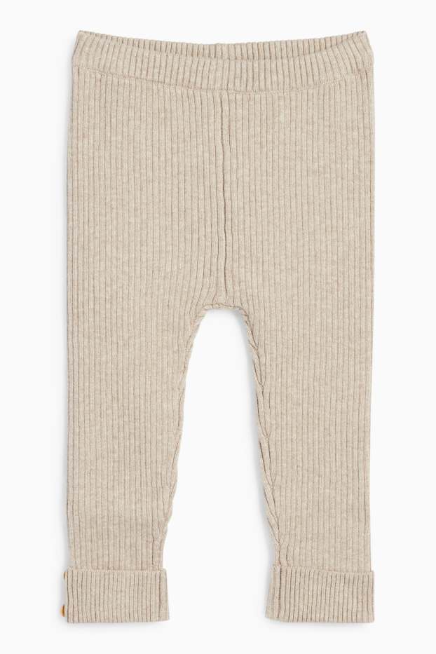 Baby: meisjes - Gebreide babylegging - geribd - beige
