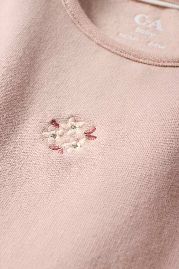 Baby Mädchen - Blümchen - Baby-Sweatshirt - Broderie Anglaise - rosa