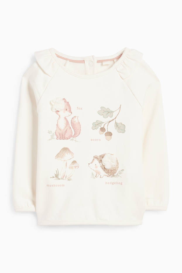 Baby Mädchen - Fuchs und Igel - Baby-Sweatshirt - cremeweiss