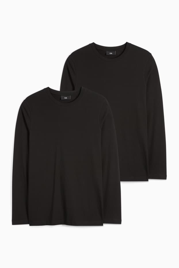 Uomo - Confezione da 2 - maglia a maniche lunghe - nero
