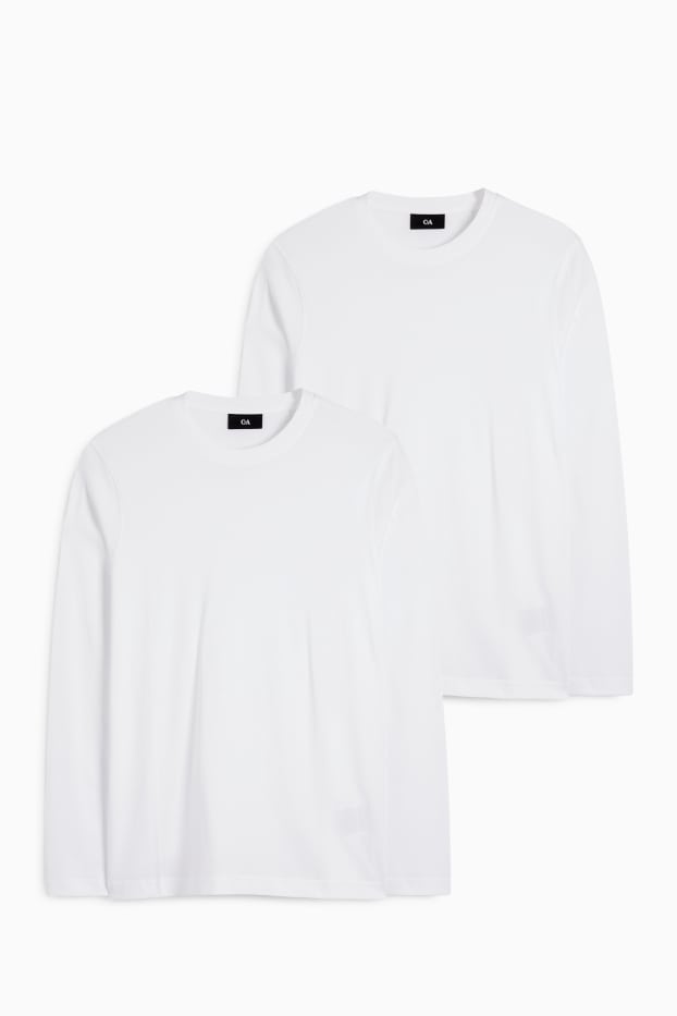 Uomo - Confezione da 2 - maglia a maniche lunghe - bianco