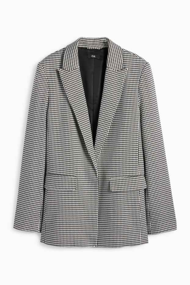 Donna - Blazer lungo - regular fit - a quadri - nero / bianco