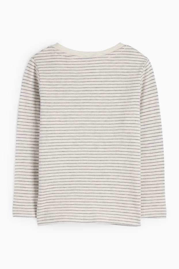 Kinderen: jongens - Vleermuis - longsleeve - gestreept - crème wit
