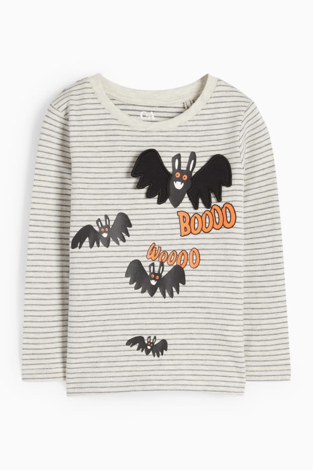Kinderen: jongens - Vleermuis - longsleeve - gestreept - crème wit