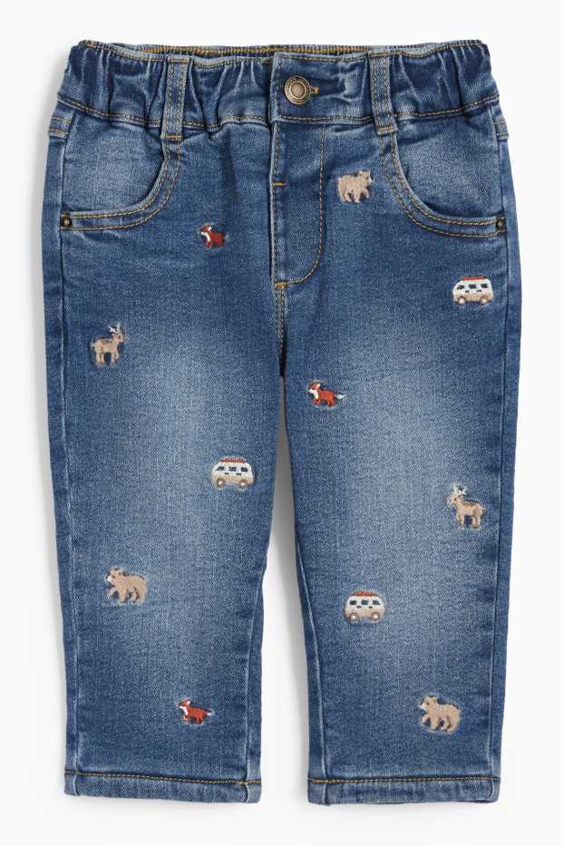 Miminka - chlapci - Motivy divokých zvířátek - regular jeans - termo džíny - džíny - modré