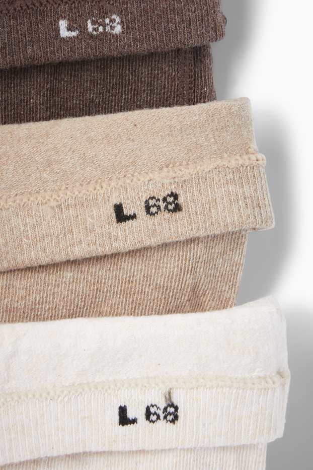 Bébés filles - Lot de 3 - collants pour bébé - finition côtelée - beige / marron