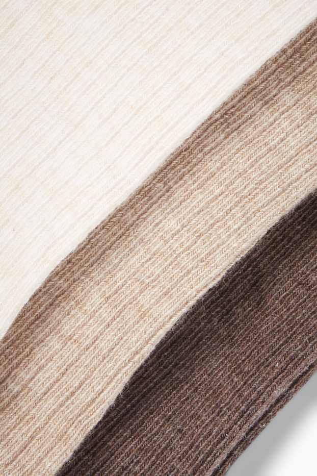 Bébés filles - Lot de 3 - collants pour bébé - finition côtelée - beige / marron