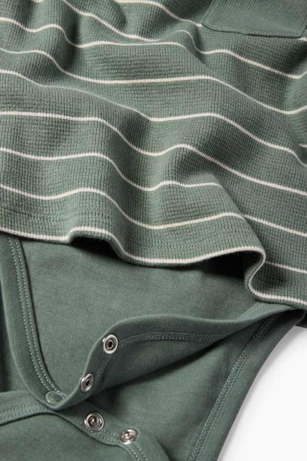 Bebés niños - Body para bebé - look 2 en 1 - de rayas - con textura - verde