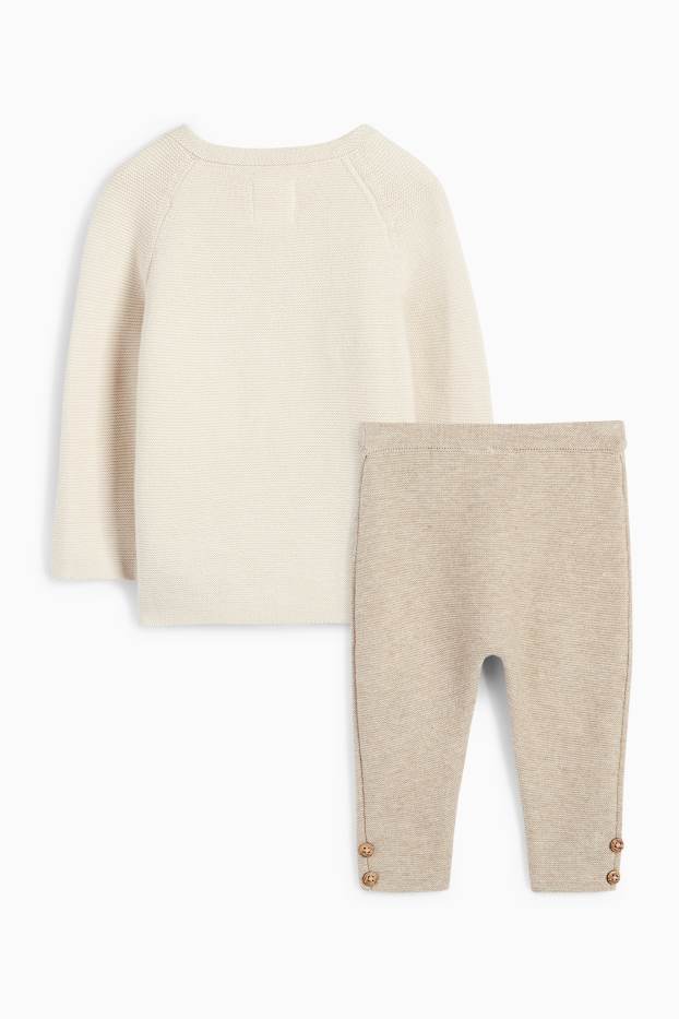Bebés niños - Tigre - conjunto para bebé - 2 prendas - de canalé - beige claro