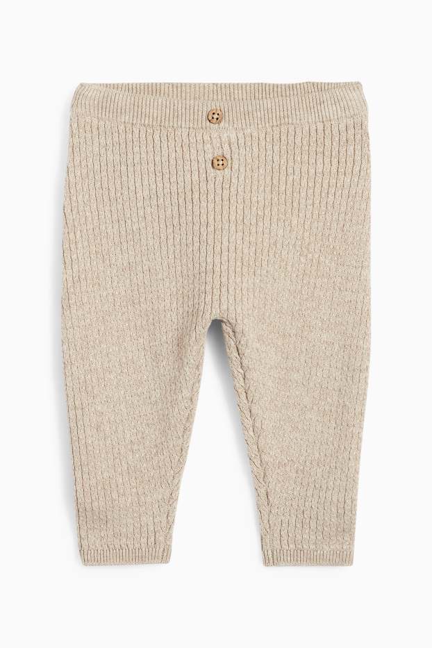 Baby Jungen - Baby-Outfit - 2 teilig - gerippt - beige