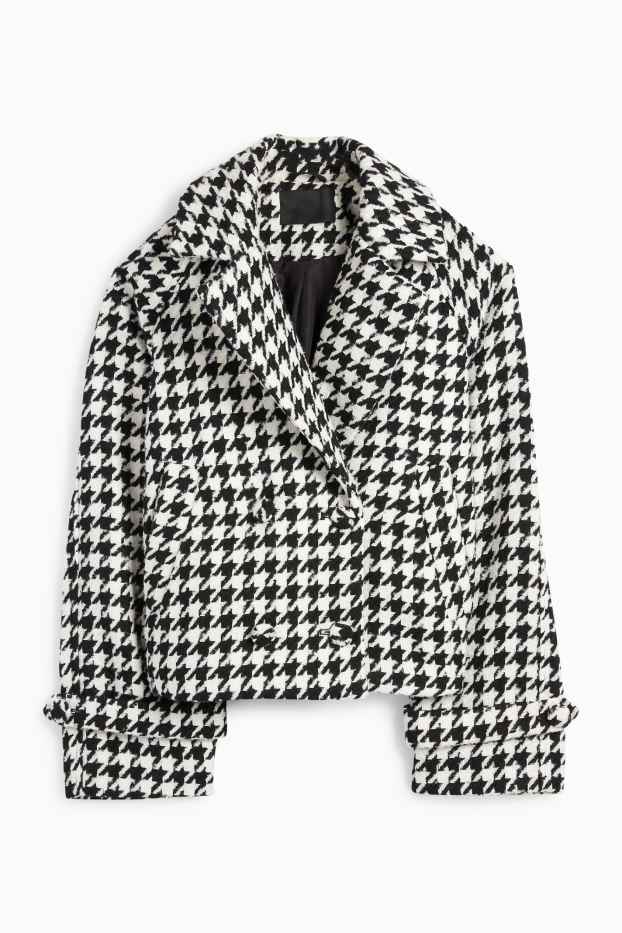 Damen - Jacke - kariert - schwarz / weiß