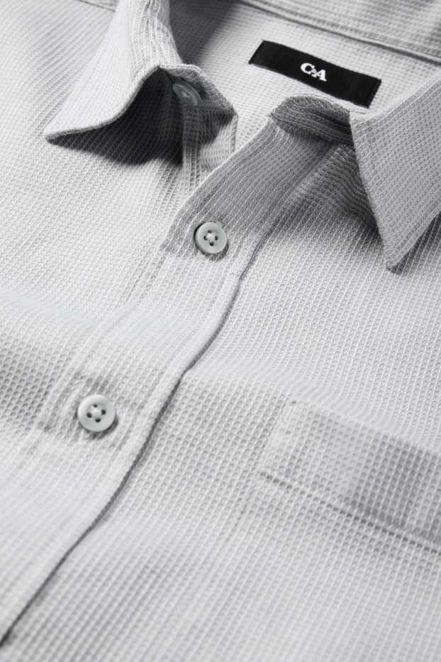 Hommes - Chemise - regular fit - col kent - finition texturée - gris
