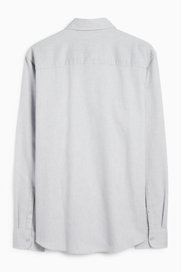 Hommes - Chemise - regular fit - col kent - finition texturée - gris
