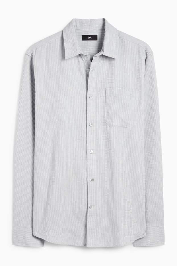 Hommes - Chemise - regular fit - col kent - finition texturée - gris