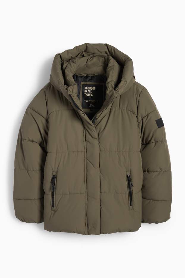 Children Girls - Quilted jacket with hood - green