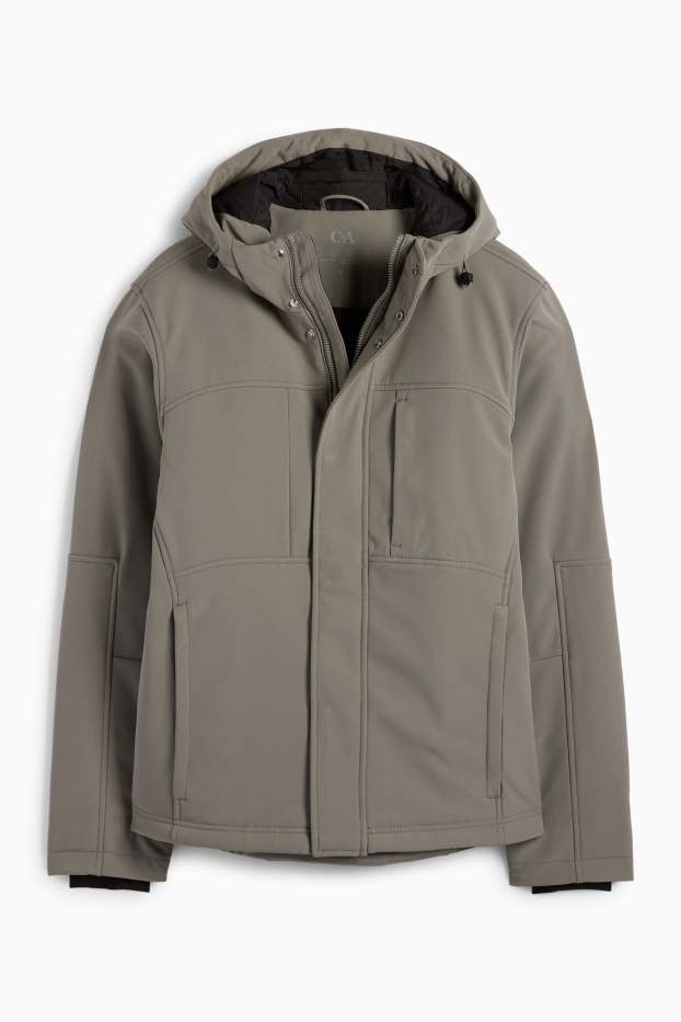 Hombre - Chaqueta softshell - forrada - hidrófuga - 4 Way Stretch - gris