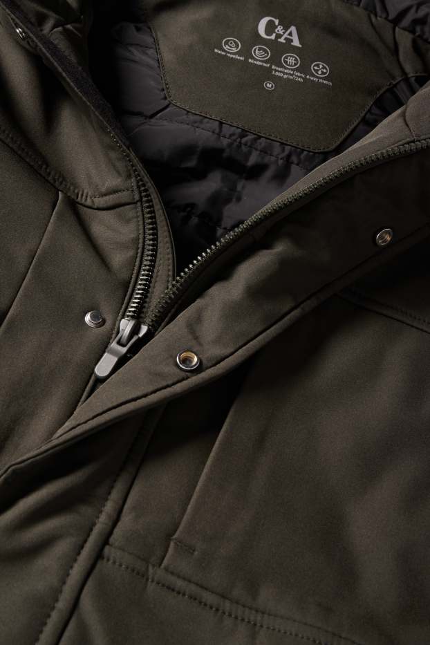 Hombre - Chaqueta softshell - forrada - hidrófuga - 4 Way Stretch - verde oscuro