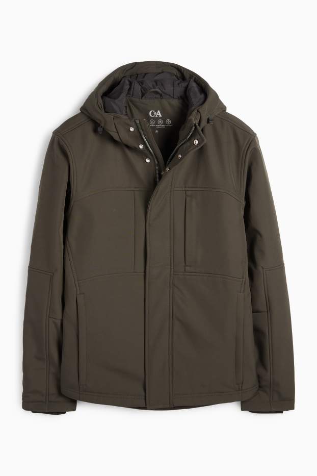 Hombre - Chaqueta softshell - forrada - hidrófuga - 4 Way Stretch - verde oscuro