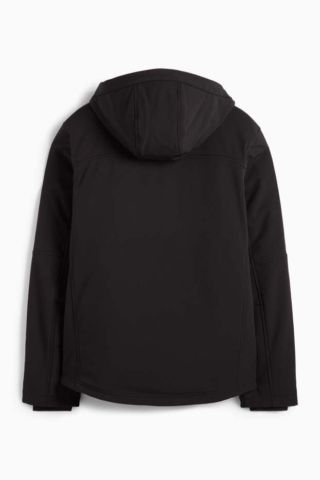 Hombre - Chaqueta softshell - forrada - hidrófuga - 4 Way Stretch - negro
