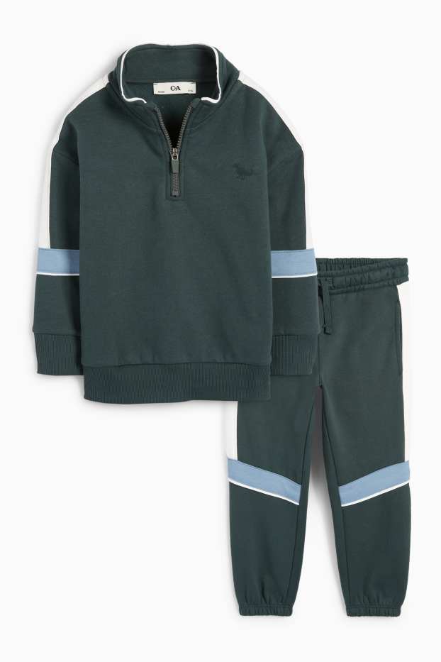Kinder Buben - Dino - Set - Sweatshirt und Jogginghose - 2 teilig - dunkelgrün