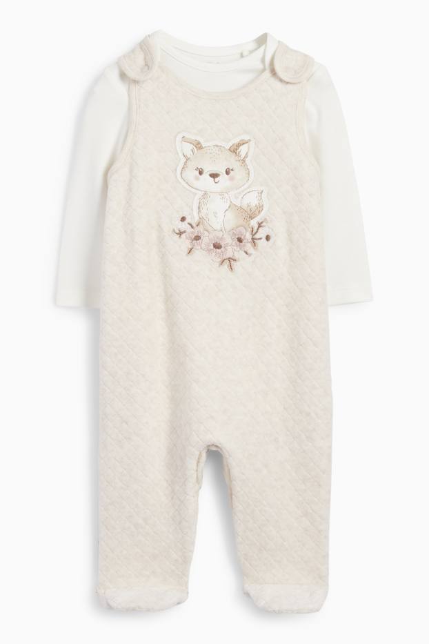 Baby Mädchen - Fuchs - Strampler-Set - 2 teilig - cremeweiss