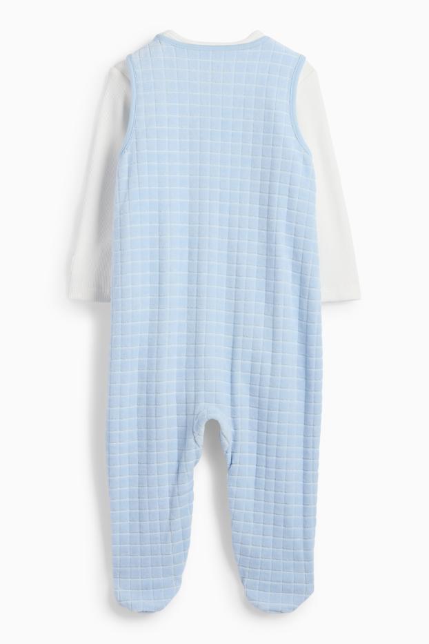 Baby Jungen - Micky Maus - Strampler-Set - 2 teilig - weiß / hellblau