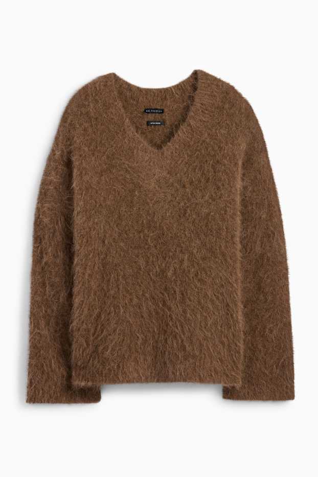 Dames - Trui - mix van alpacawol - bruin