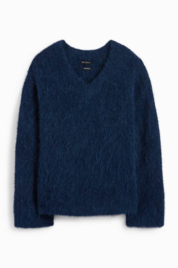 Femmes - Pull - mélange d’alpaga - bleu foncé