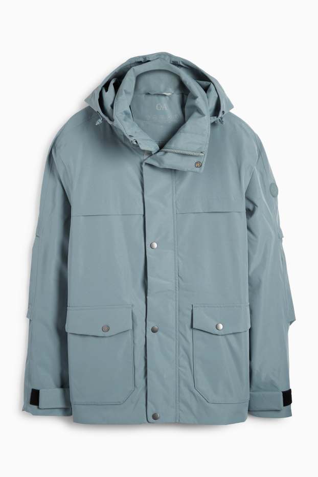 Hombre - Chaqueta con capucha - forrada - impermeable - azul claro