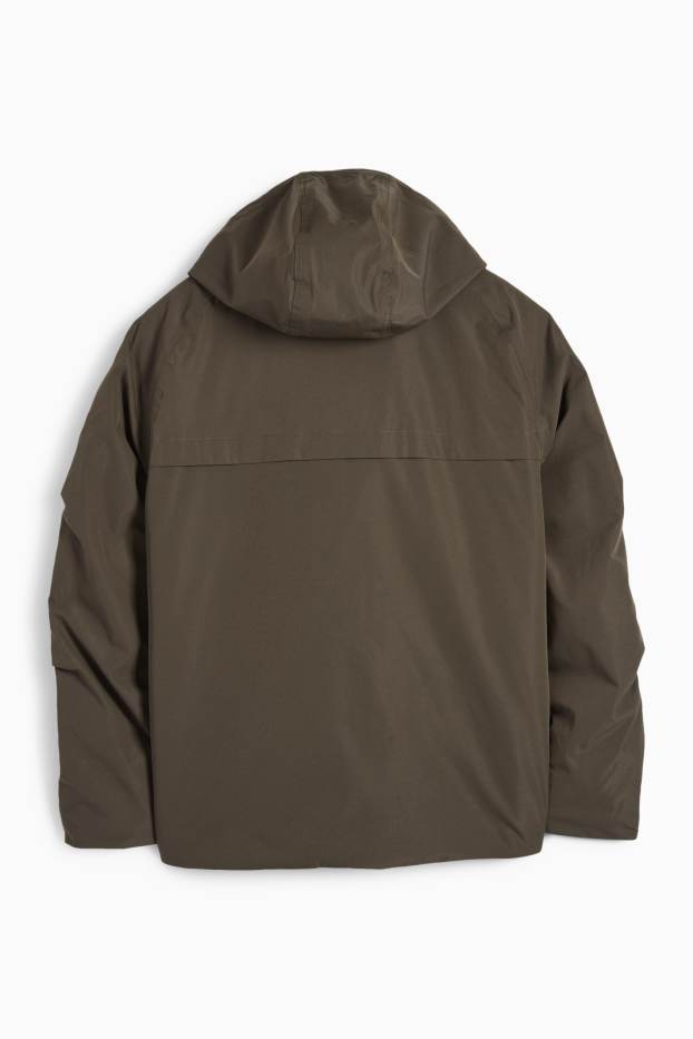 Hombre - Chaqueta con capucha - forrada - impermeable - caqui