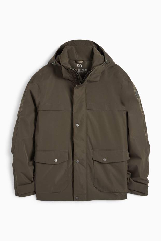 Hombre - Chaqueta con capucha - forrada - impermeable - caqui
