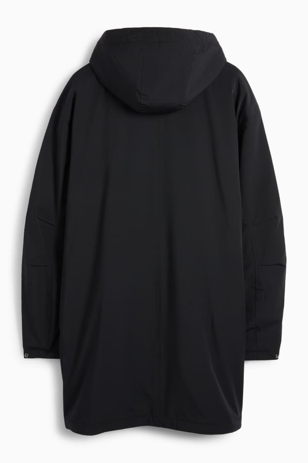 Hombre - Parka con capucha - forrada - hidrófuga - negro