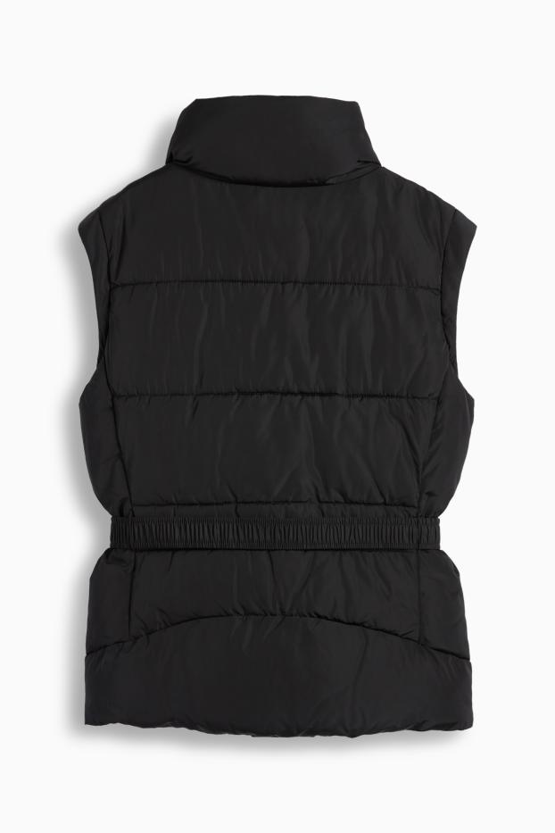 Femmes - Doudoune sans manches avec ceinture - noir