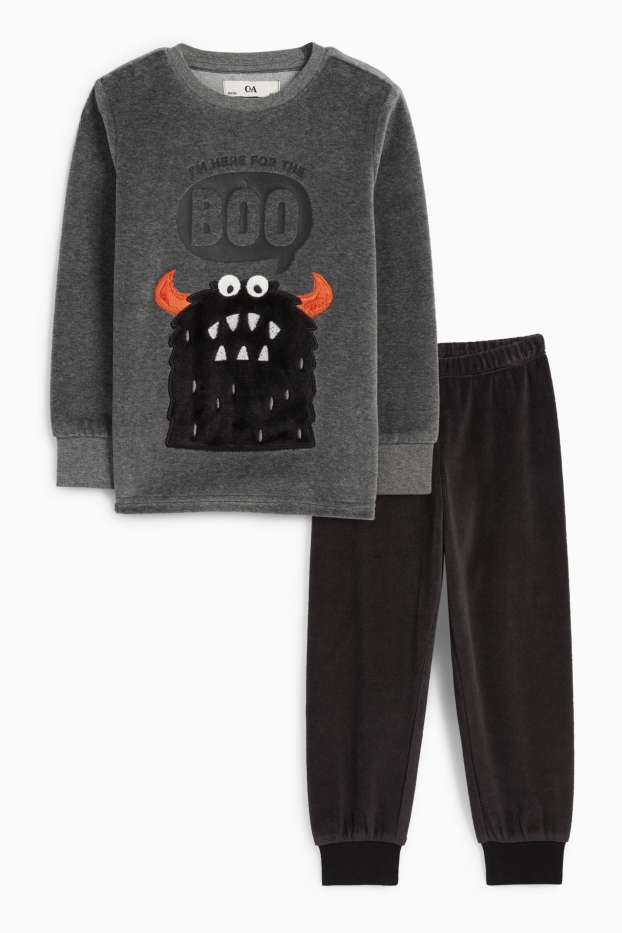 Kinder Jungen - Monster - Winterpyjama - 2 teilig - dunkelgrau