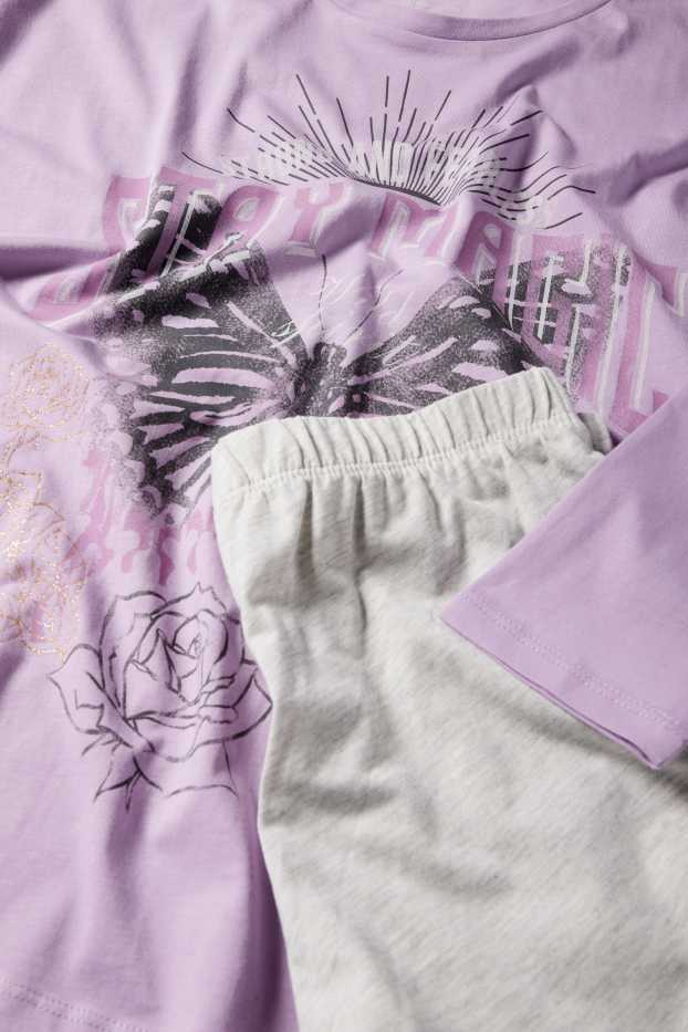 Kinder Mädchen - Schmetterling - Pyjama - 2 teilig - hellviolett