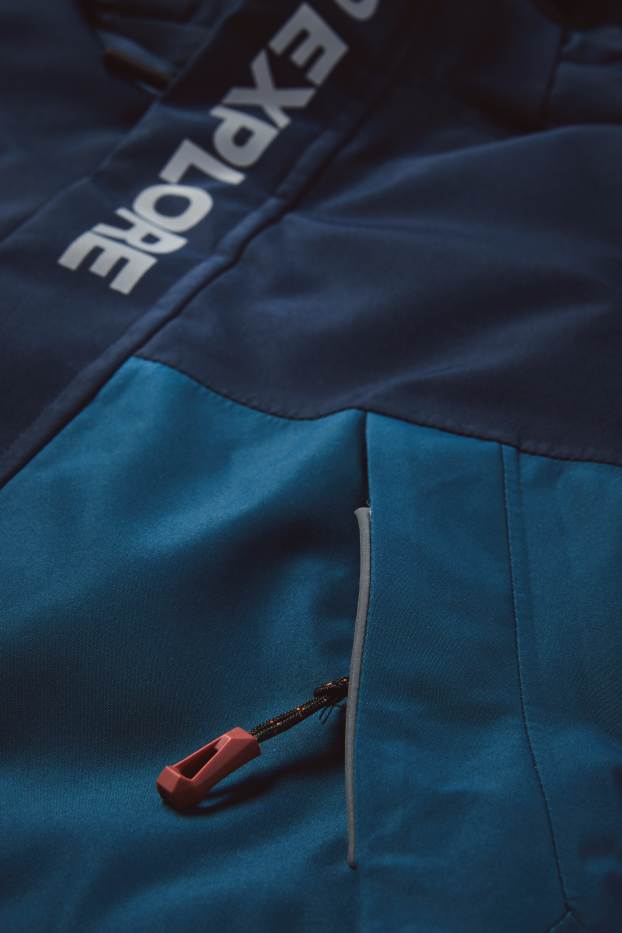 Kinderen: jongens - Regenjas met capuchon - gevoerd - waterdicht - donkerblauw