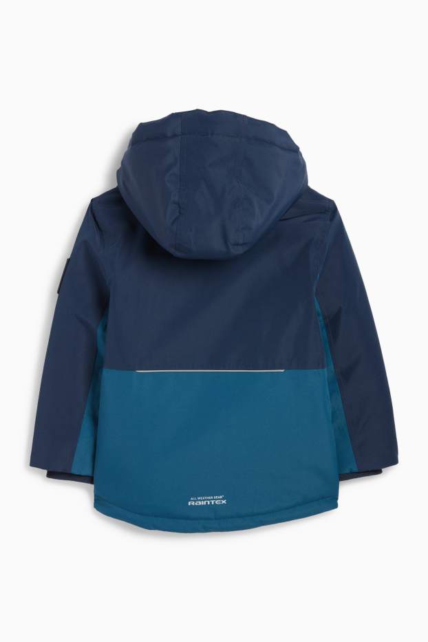 Kinderen: jongens - Regenjas met capuchon - gevoerd - waterdicht - donkerblauw