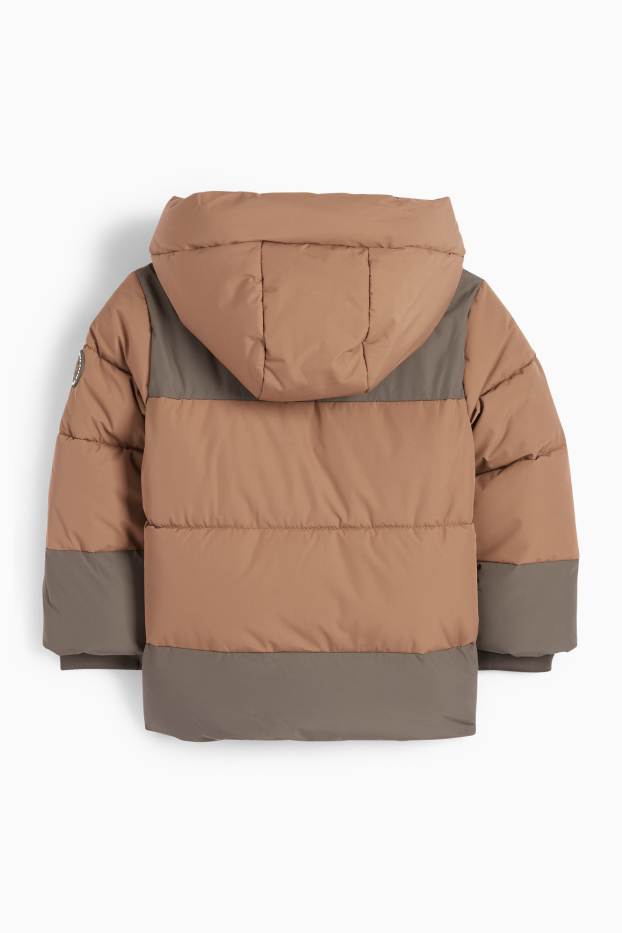 Kinder Buben - Steppjacke mit Kapuze - wasserabweisend - braun