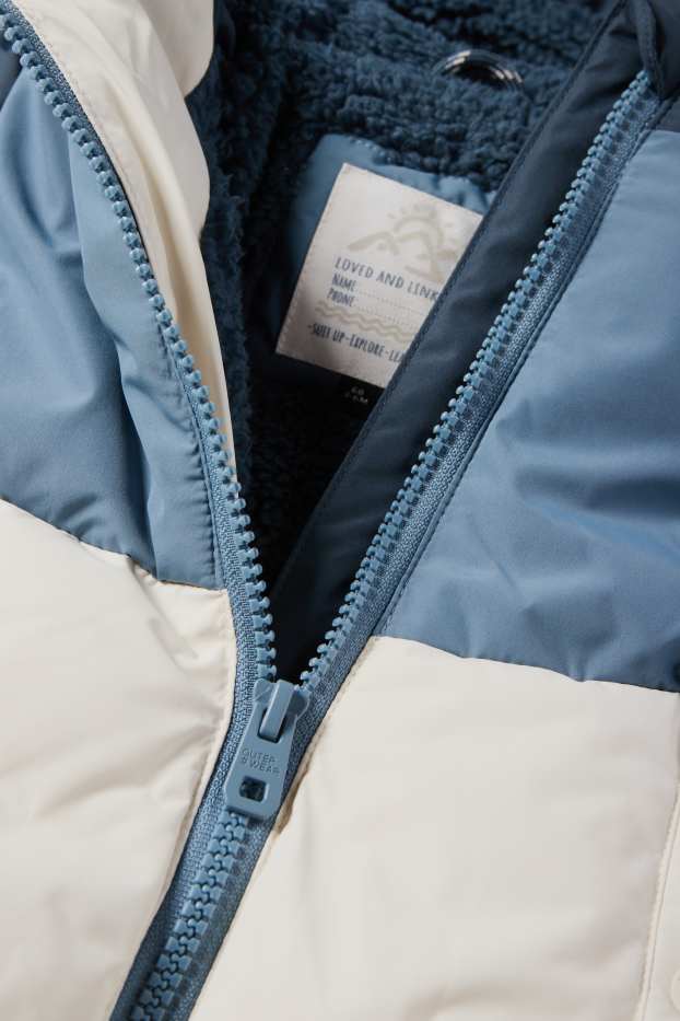 Baby Boys - Quilted baby jacket with hood - dark blue