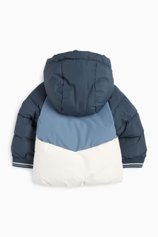 Baby Boys - Quilted baby jacket with hood - dark blue