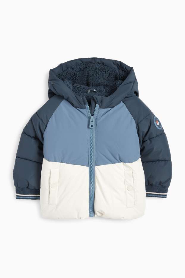 Baby Boys - Quilted baby jacket with hood - dark blue