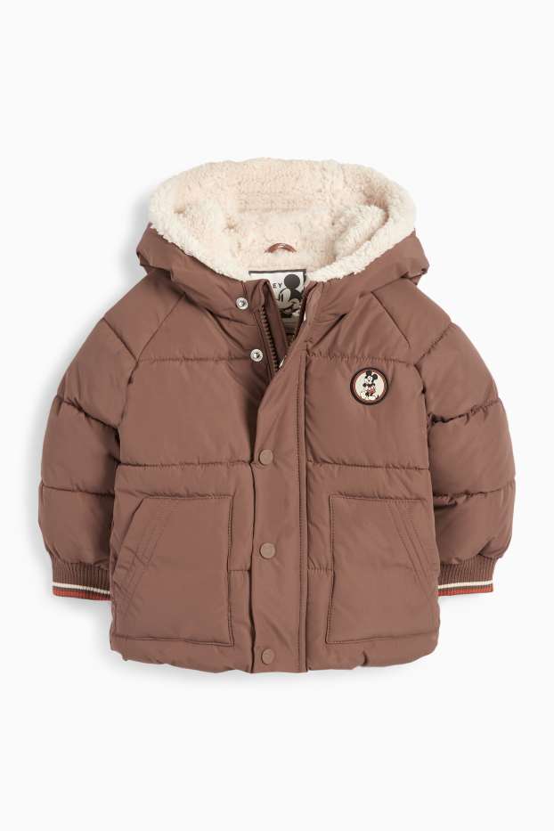 Bebés niños - Mickey Mouse - chaqueta acolchada para bebé con capucha - marrón