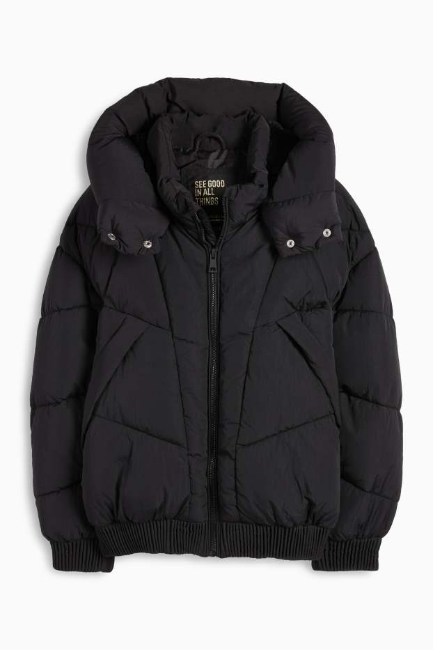 Niñas - Chaqueta acolchada con capucha - hidrófuga - negro