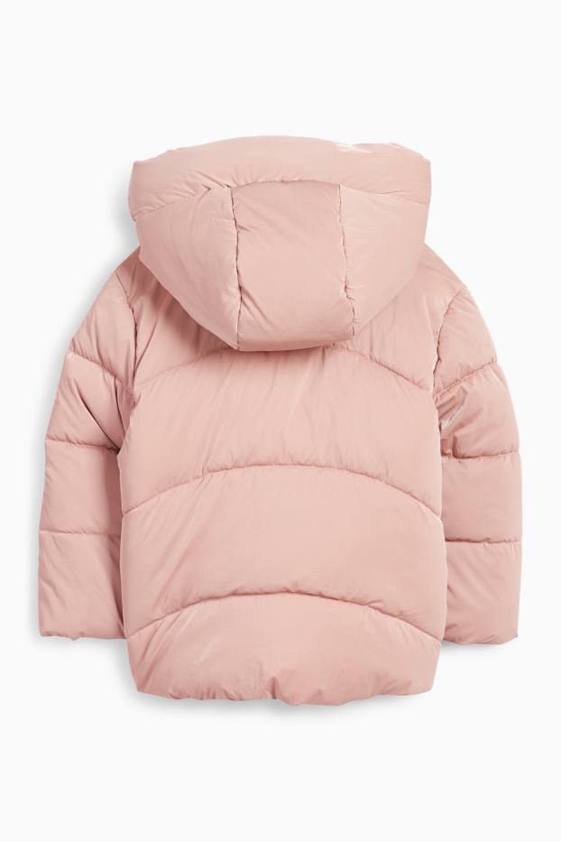 Niños: niñas - Corazones - chaqueta acolchada con capucha - rosa