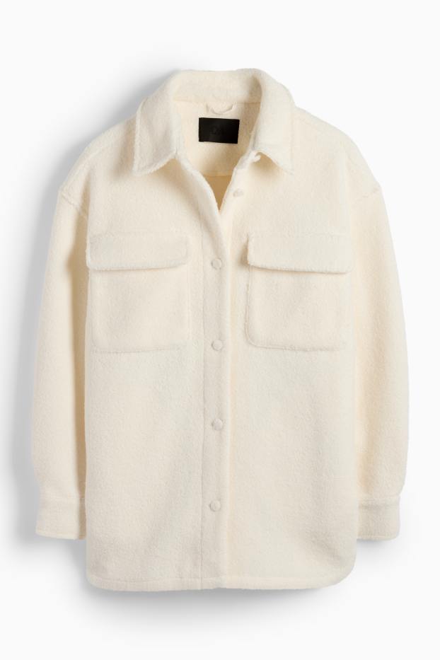Donna - Giacca camicia bouclé - bianco crema