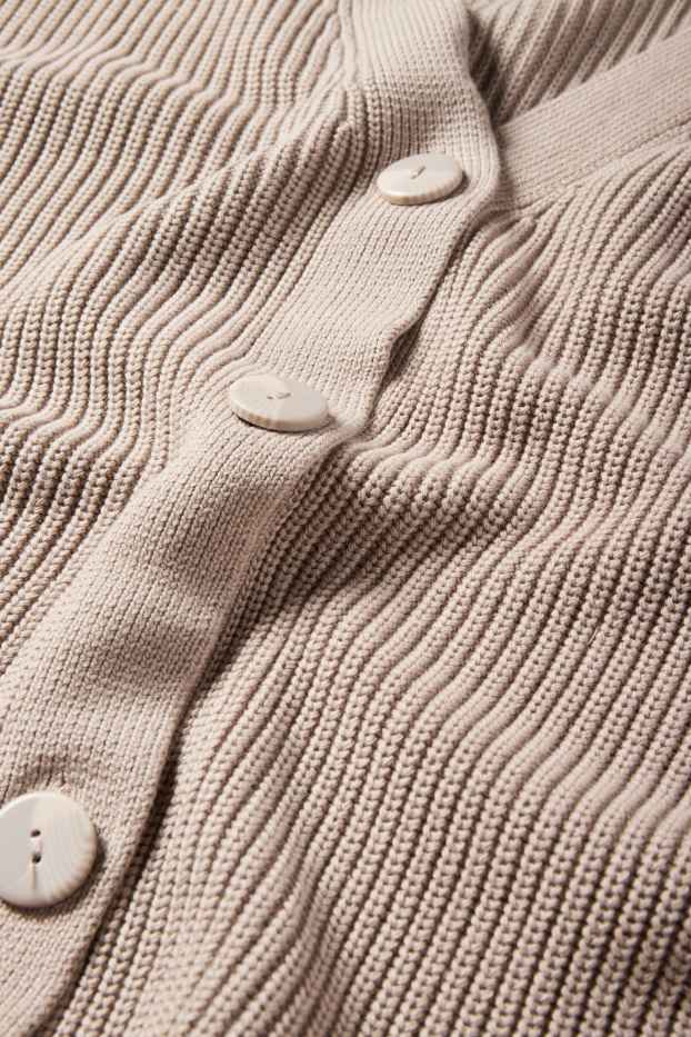 Dames - Gebreid vest - geribd - taupe