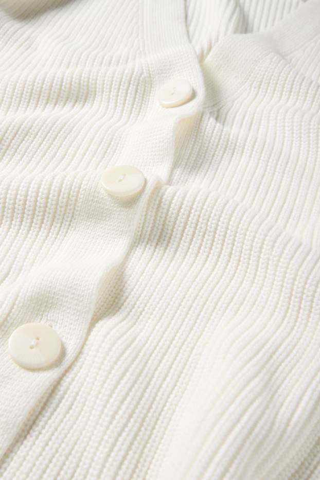 Dames - Gebreid vest - geribd - wit